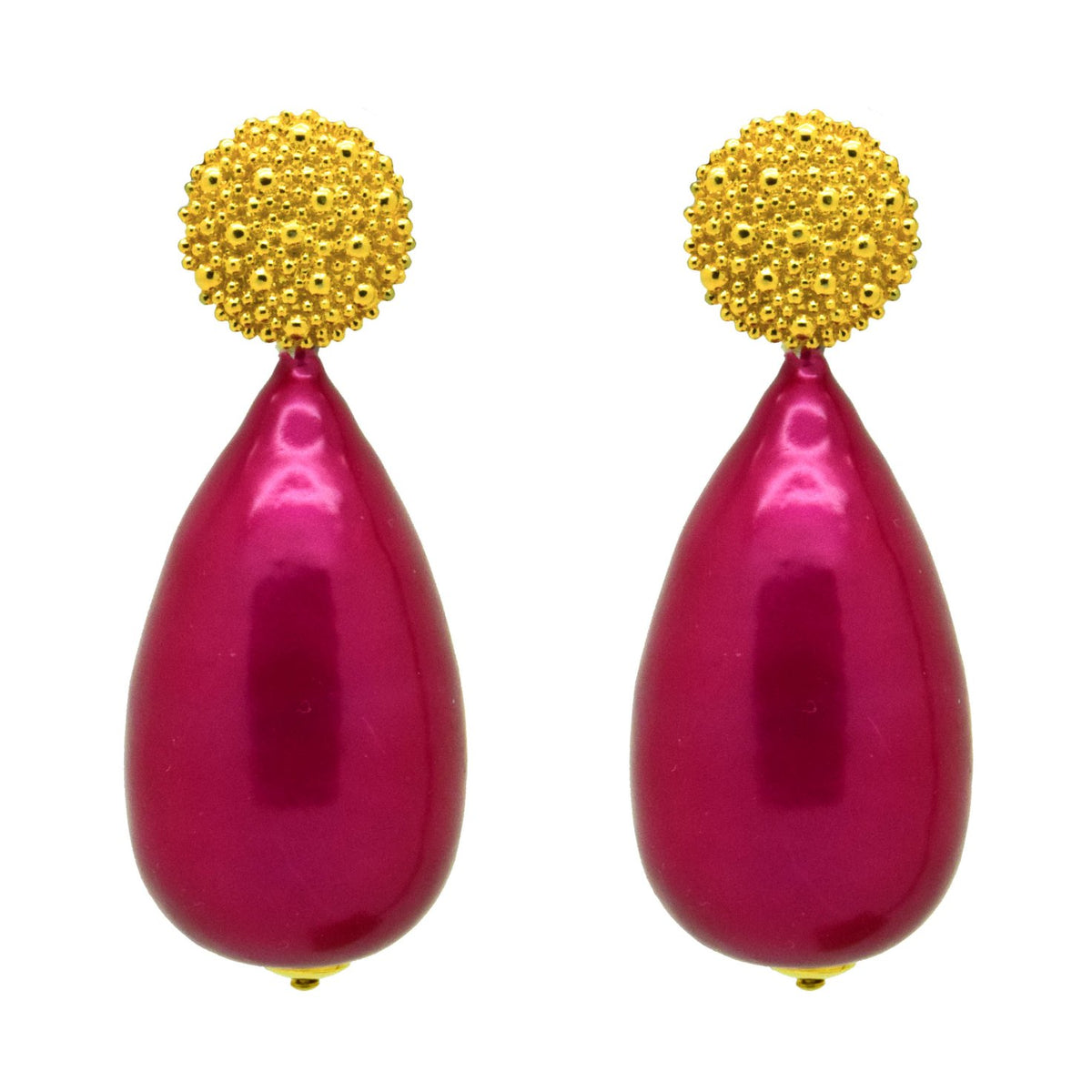 Miccy's | Fuchsia Cotton Pearls | Resin Earrings