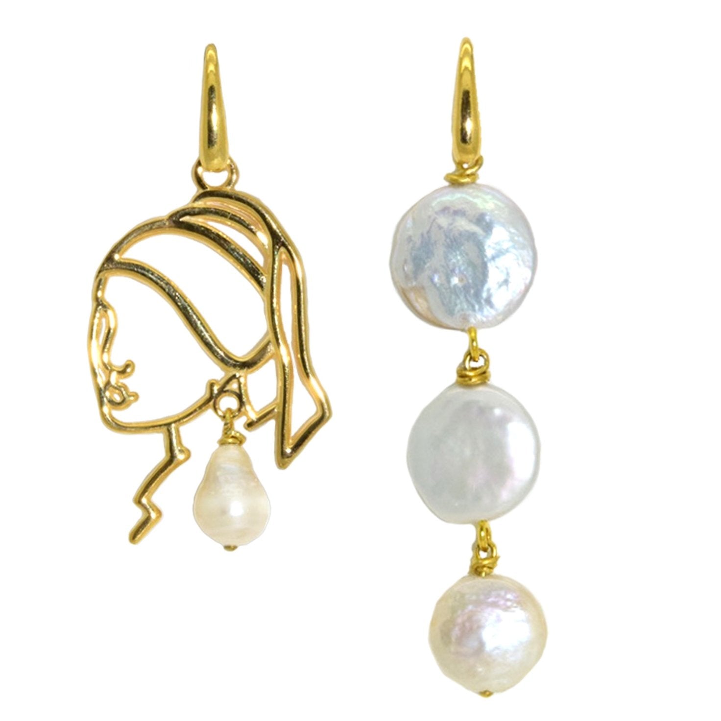 Miccy's | Girl With The Pearl | Gold Line Earrings