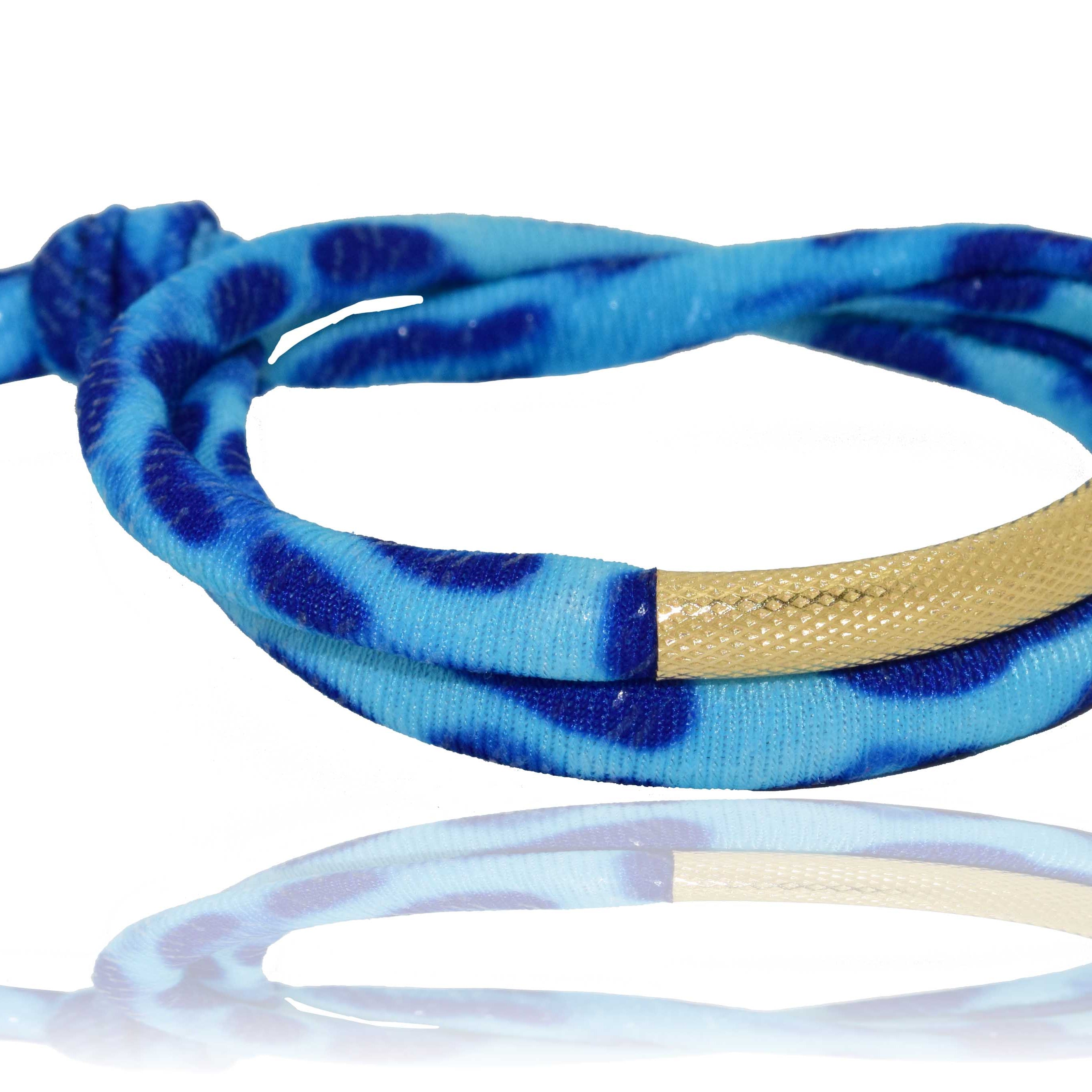 Miccy's | Blue Leopard 14K Golden Tube Bracelet