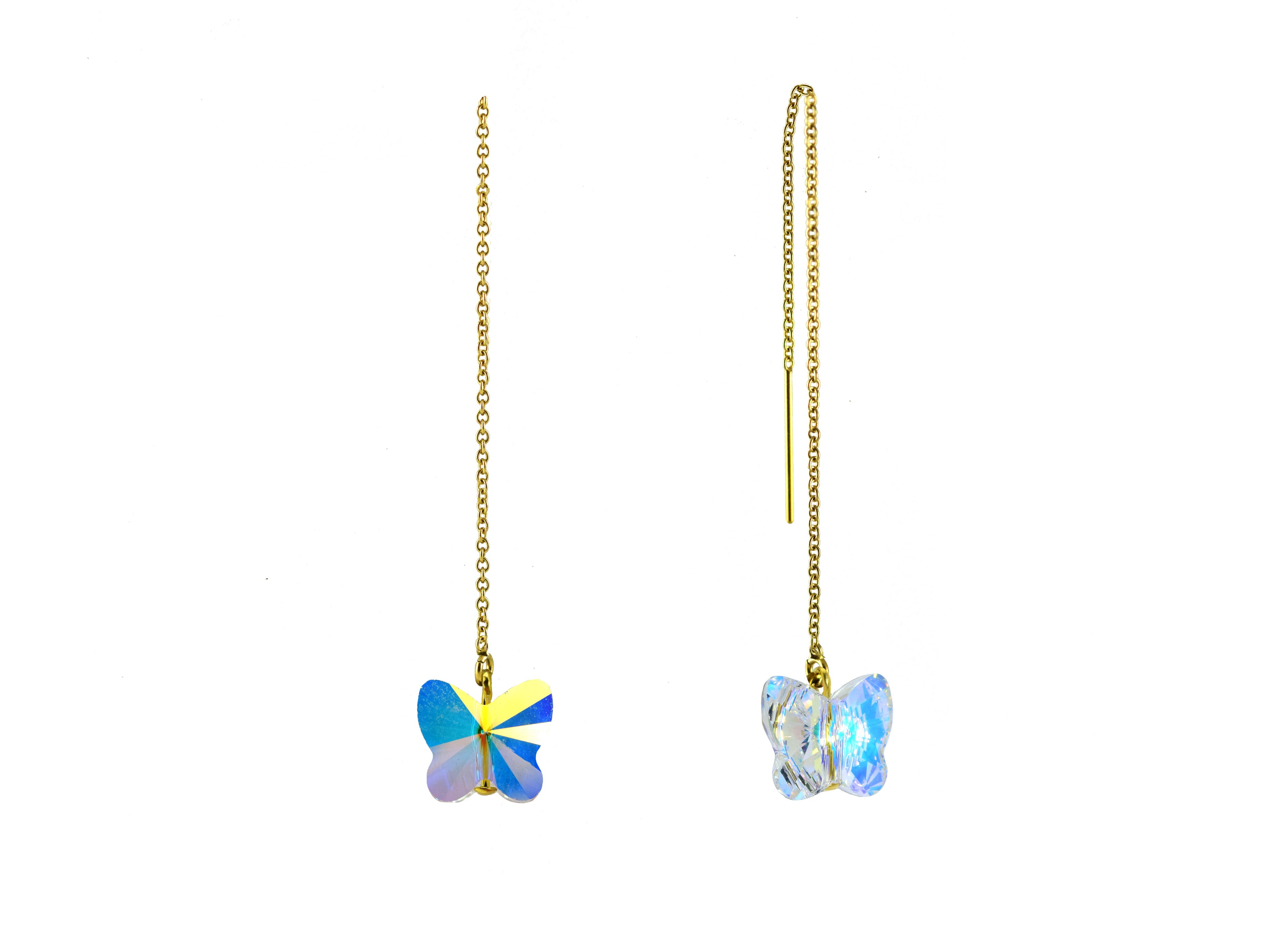 Miccy's | Crystal Butterfly in Multi-Colour Metallic White | Crystals Earrings