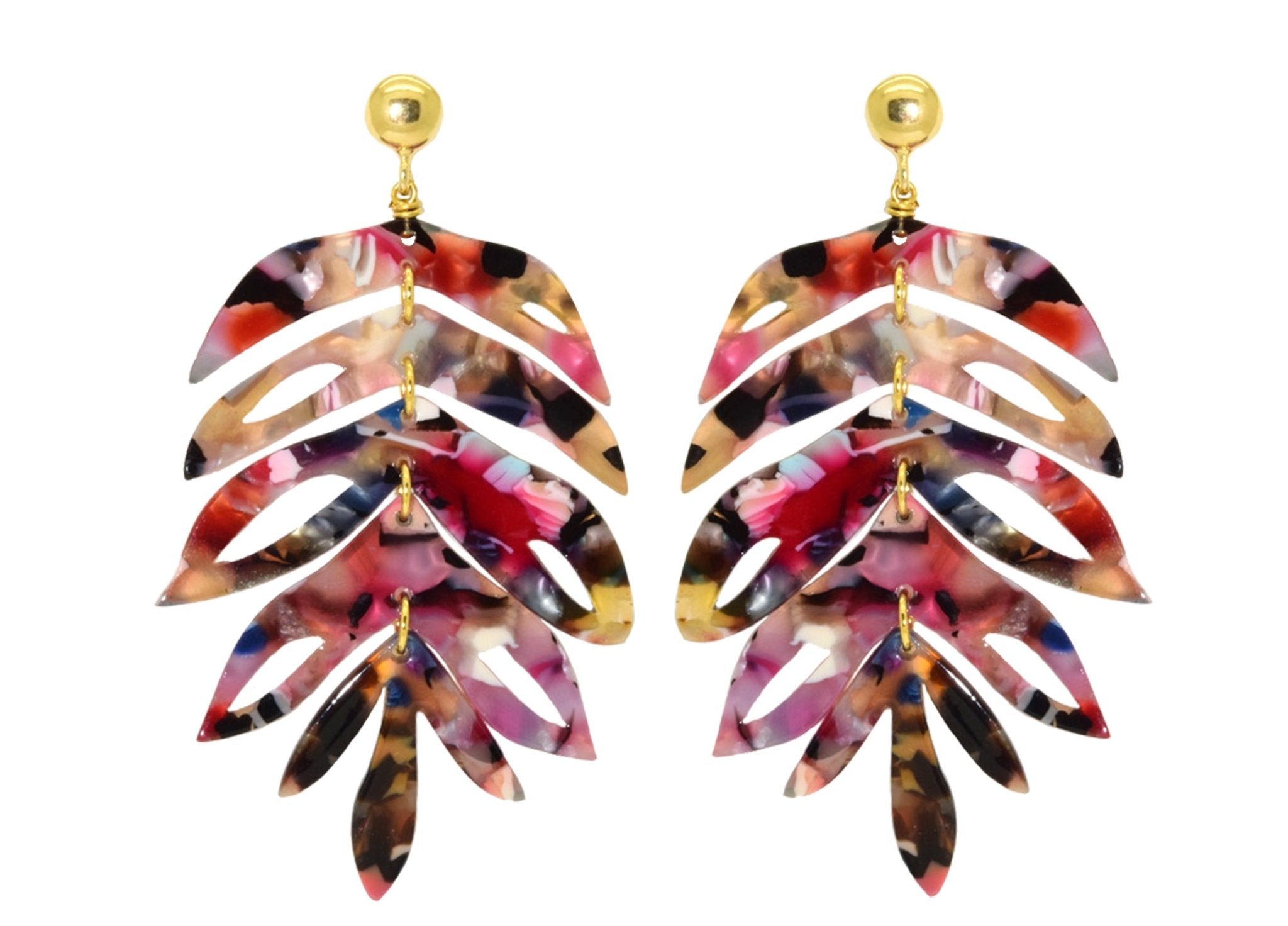 Miccy's | Big Multi colour Leaves | Resin Earrings