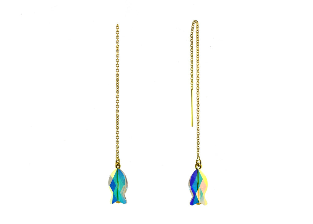 Miccy's | Crystal Fish in Multi-Colour Metallic White | Crystals Earrings