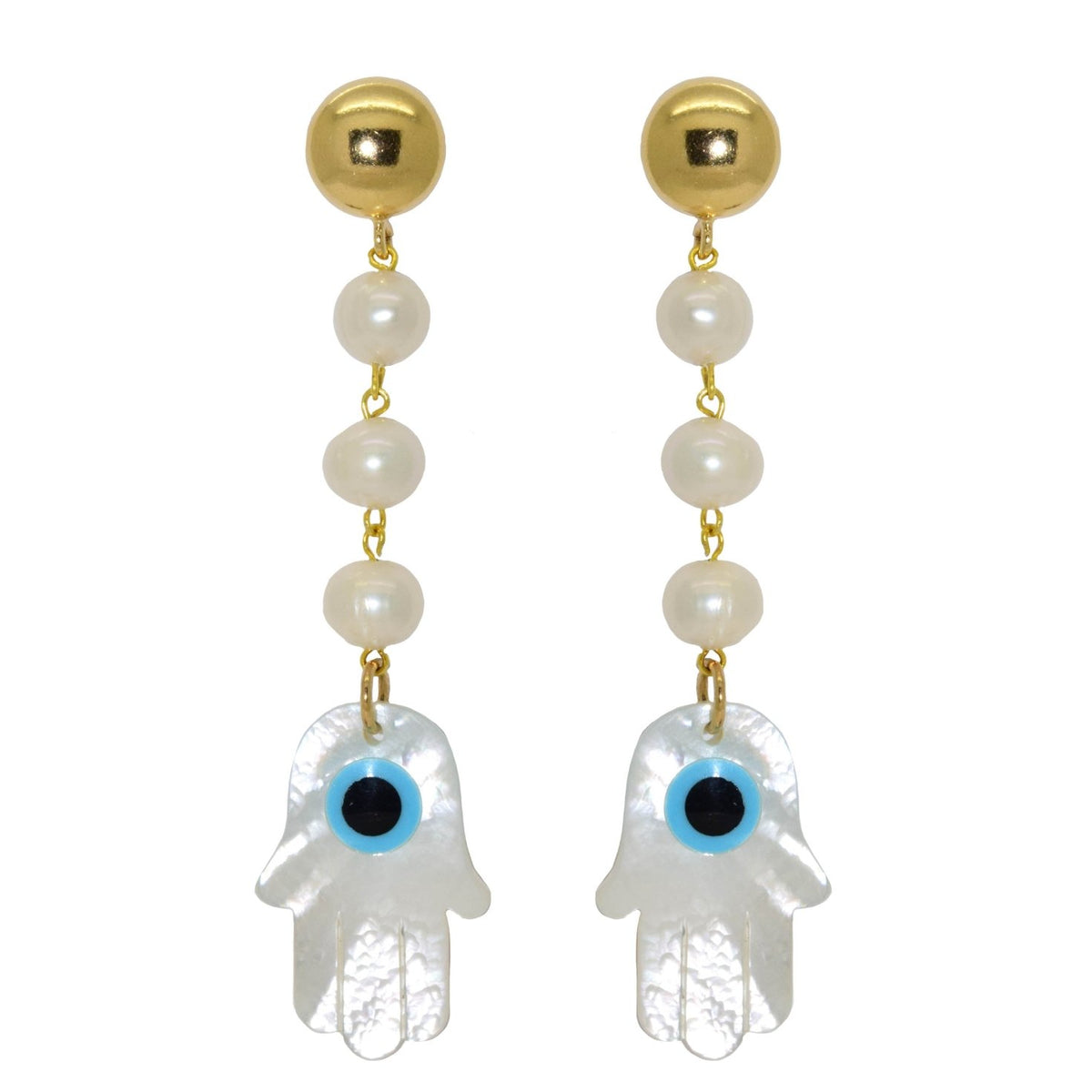 Miccy's | Fresh water pearls with MOP hands Statement Earrings – Miccy ...