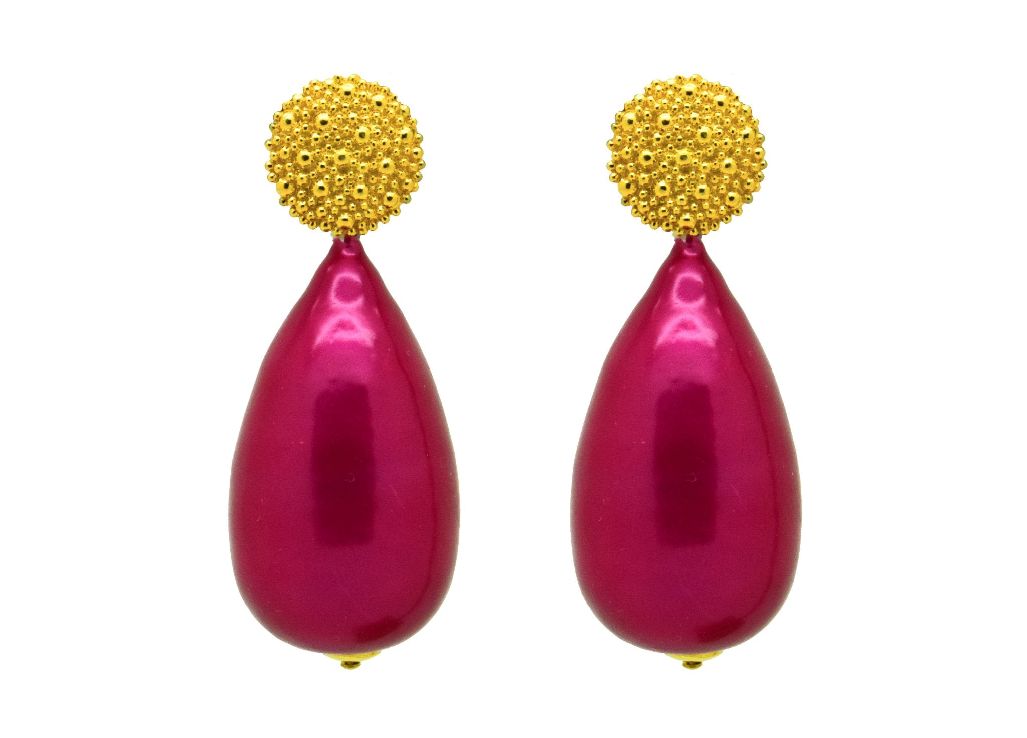 Miccy's | Fuchsia Cotton Pearls | Resin Earrings