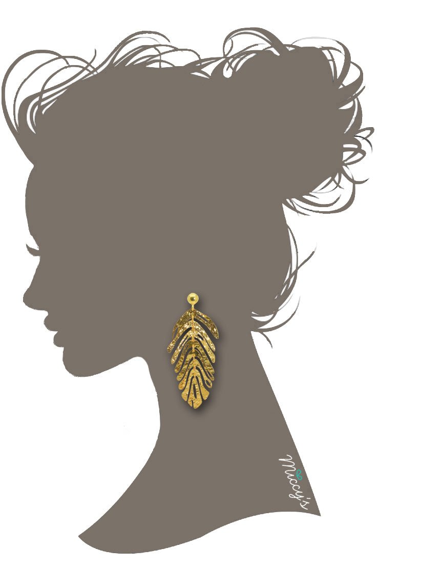 Miccy's | Golden Leaves | Gold Line Earrings