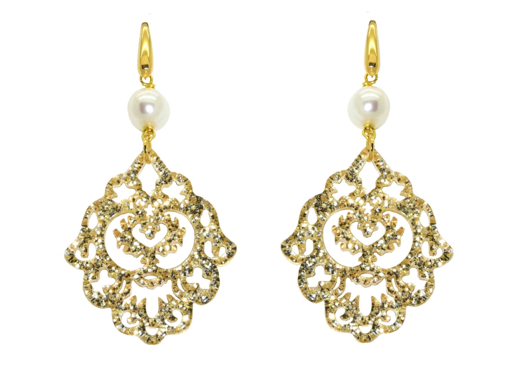 Miccy's | Golden Ornaments With Pearls | Petite | Resin Earrings