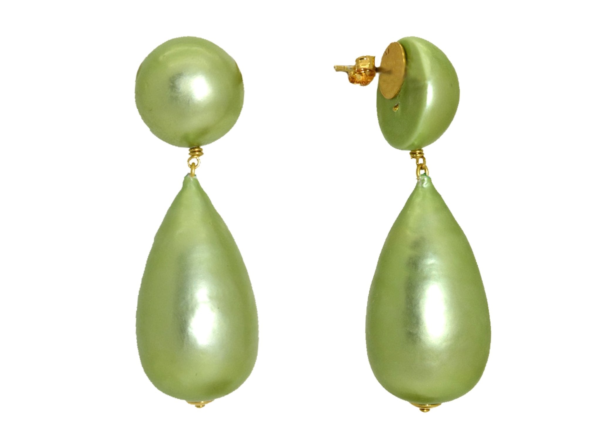 Miccy's | Light Green Cotton Pearls | Resin Earrings