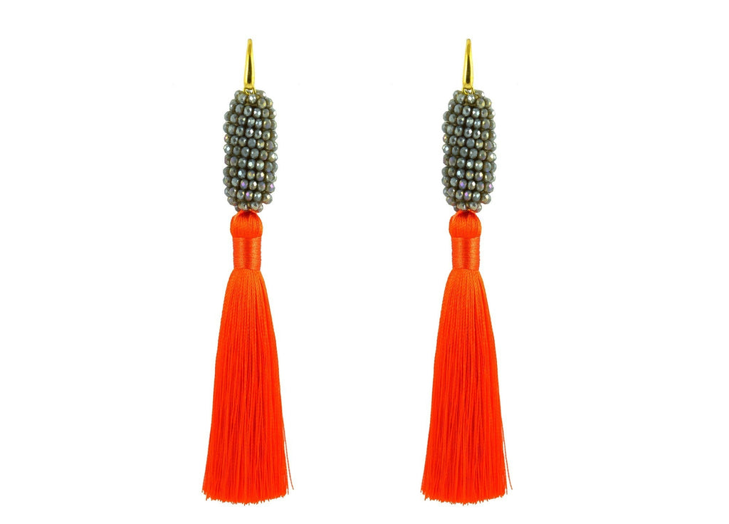 Miccy's | Raso Orange and Grey | Crystals Earrings